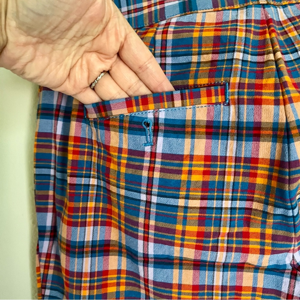 ANTHROPOLOGIE Mauve Flared Plaid Pants Size 6 - Picture 10 of 15